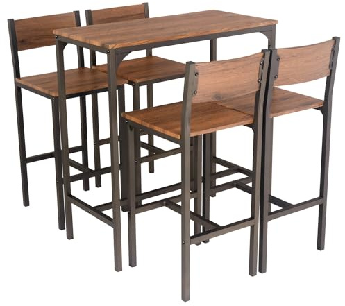 YELLOO Mod. Venice Set Mesa de Bar y 4 taburetes Color Marron Design Sillas