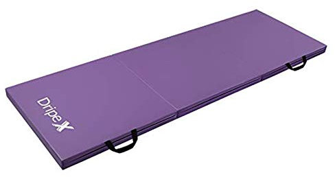 Dripex Folding Gymnastics Exercise Mat - 6FT/8FT Home Gym Mats with Carry Strap 5cm(2’’) Thick Foam Nonslip Soft PU Leather for Yoga/Tumbling/Camping/Pilates/Martial Arts Training/Floor Workout
