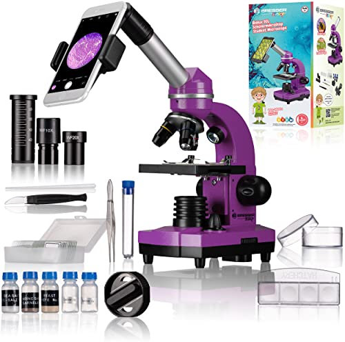 Bresser Junior BIOLUX SEL Microscope d’écolier avec Porte-Smartphone, Nombreux Accessoires et système de Zoom à lentille de Barlow, pour Enfants, débutants et Adultes