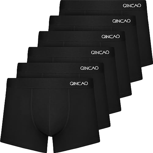 QINCAO - Boxer da Uomo, Confezione da 6 Pezzi, privi di Etichette Che graffiano, Biancheria Intima, Boxer in Cotone, Taglia: S - 4XL