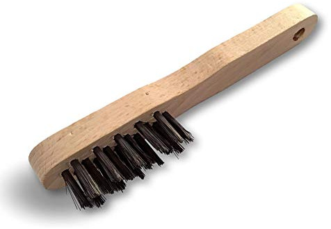 Kibros Lot 10 brosses à bougie acier dur droit 16 trous | Fil acier dur droit, 16 trous, manche ergonomique bois, nettoyage électrodes et contacts de bougies d'allumage.