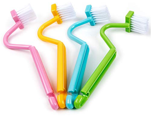 XLKJ 4 Pcs Cepillos de Inodoro Portátiles, Cepillo de Borde de Inodoro V, Cepillo de Limpieza para Inodoro