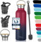Milu Edelstahl Trinkflasche 500ml, 750ml, 1L (+3 Deckel) - Thermosflasche mit Strohhalm, Isolierte Wasserflasche, Auslaufsichere Isolierflasche doppelwandig, Kohlensäure geeignet (Berry Blau, 750ml)