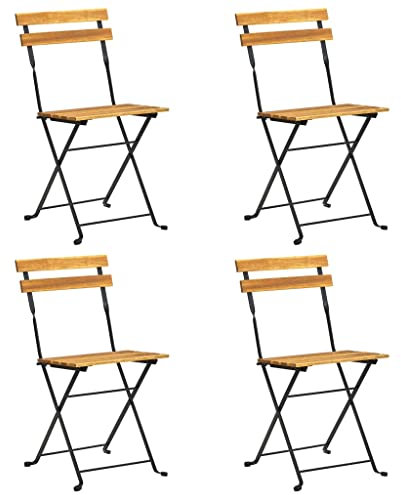 vidaXL 4X Akazienholz Massiv Bistrostuhl Klappbar Gartenstuhl Klappstuhl Stuhl Gartenmöbel Stühle Balkonstuhl Terrassenstuhl Essstuhl