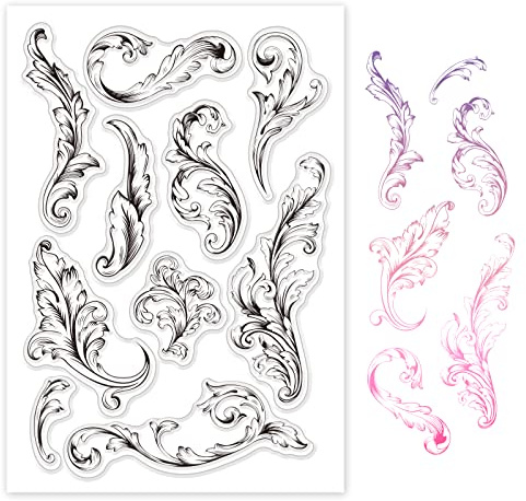 GLOBLELAND Barocktotem Silikonstempel Blumen Clear Stamps Transparentes Stempel Siegel Klare Stempel für Kartenherstellung und DIY Scrapbooking Dekor