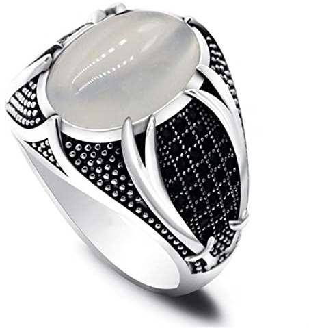 CXWK Bague Turque rétro Faite à la Main pour Hommes Vintage Double épées Anneaux en Zircon Noir Punk à la Mode Islamique Religieux Musulman Bijoux