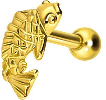 PIERCINGLINE Titan öronpiercing KOI KARPEN fisk piercing smycken öronplugg helix färgval, Titan