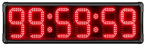 Minuteur de course extérieur surdimensionné, horloge murale LED numérique à 6 chiffres, grande police de 8 pouces, étanche IP65, idéal for les compétitions en plein air, les gymnases, les marathons (