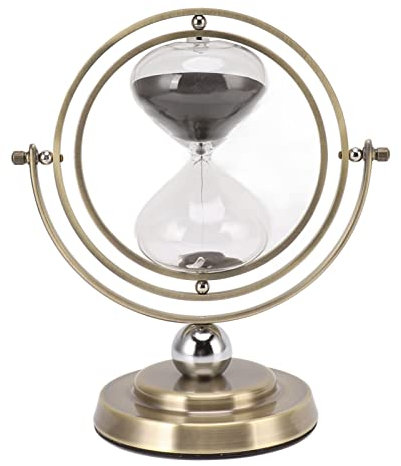 Temporizador De Arena De Reloj De Arena, 60 Minutos De Vidrio De Metal Simple Moderno Reloj De Arena Antiguo De Temporización Precisa, 1 Hora Reloj De Arena, Temporizador De Arena (Arena Negra 60min)