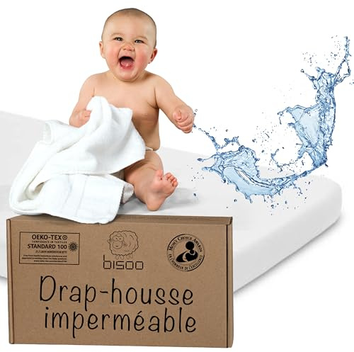 Bisoo Zauberlaken Spannbettlaken Wasserdicht 75x100 Weiß für Laufgitter | 2 in 1, Spart den Matratzenschoner, Wasserdicht, Atmungsaktiv, Weicher Baumwoll-Jersey Oeko-Tex