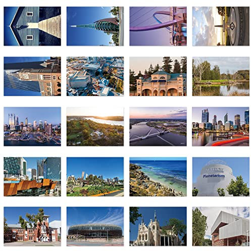 xtvinvm Perth Australien Reisepostkarten aus der ganzen Welt Vintage Postkarten-Set für den Versand von Geschäfts- und Weihnachtsfeiertagen, Geburtstagspostkarten mit Versandseite, 20 Stück