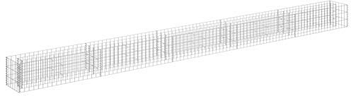Homgoday Gabion Jardinière surélevée en acier galvanisé 450 x 30 x 30 cm, paniers gabion en métal pour pierres, décoration de jardin