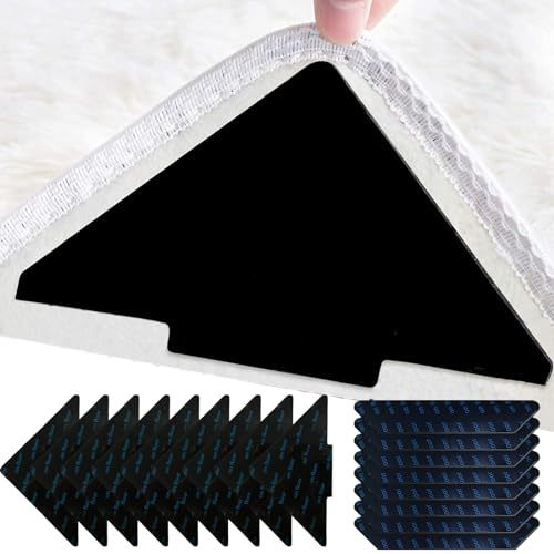 DALAETUS 34 Stück Antirutschmatte für Teppich, Waschbar Teppich Antirutschunterlage, Wiederverwendbar Teppich Aufkleber Starke Klebrigkeit für Holz, Laminat, Marmor und Keramik-Fliesenböden (Schwarz)
