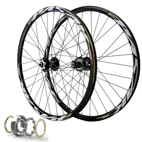 MTB Laufradsatz 26 Zoll Scheibenbremse Fahrradfelge 32 Speichen 27,5 29 Zoll Mountainbike Vorder Und Hinterrad QR Naben mit Abgedichtetem Lager for 7-11 Gang Kassette ( Farbe : Black , Size : 24 inch