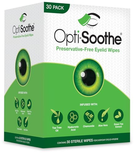 Opti-Soothe Preservative-Free Eyelid Wipes - 30 Moist Towelette For Daily Eyelid Cleaning - Preservative-free - Soothing, Moisturising, Natural Ingredients