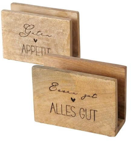 2 x Serviettenhalter Appetit Mango Holz Länge 14 cm Höhe 10 cm