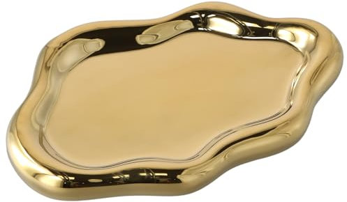 Nivofu Schmucktablett Keramik Schmuckteller Ringschale Uhren-Schlüssel-Tablett Unregelmäßige Schmuckschale Frauenfür Ring Uhren Schlüssel Ohrringe Halsketten Geburtstag Muttertag (Wolke, Gold)