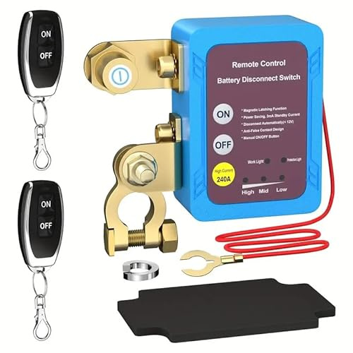 12V Drahtloser Ferngesteuerter Auto Batterie Trennschalter, 240A 12V Remote Batterietrennschalter mit Fernbedienung Kill Switch, Funkschalter 12V Automatisch für Auto Traktor Motorrad RV ATV Boot