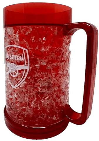 Arsenal Freezer Mug Tankard Plastic Pint Glass - 16 Fluid Ounces - Red - Modern - Insulated - Reusable - Frozen Drink - Home Use