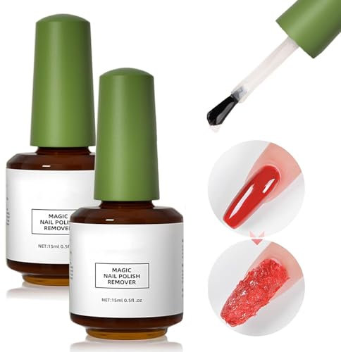 15 ml *2 Dissolvant de Vernis à Ongles en Gel, Remover Vernis Semi Permanent Avec Limes à Ongles et Grattoir à Cuticules,Enlever Vernis Semi Permanent, Dissolvant Et Rapide 3 à 5 Minutes