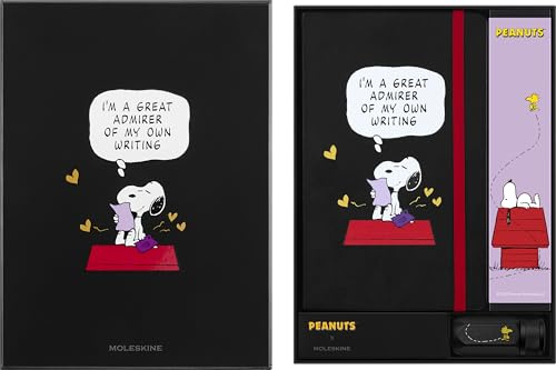 Moleskine Set creativo Peanuts in edizione limitata, quaderno Snoopy + 12 matite morbide Blackwing, copertina rigida, grande (12,7 x 21 cm), nero, 176 pagine