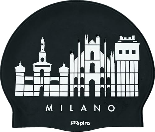 IMSPIRA Gorro Natacion Hombre Silicona Milano Gorro Piscina Adulto Nino Gorra Natacion Mujer Original Ciudad Italiana Diseno Urbano Entrenamiento intensivo Sport aquagym Accesorios Waterpolo