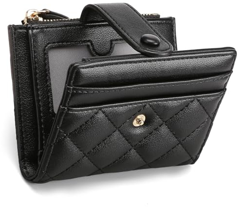 GAEKEAO Portefeuille Femme en Cuir véritable Blocage RFID Porte-Cartes de crédit, Petit à Fermeture éclair Porte Monnaie pour Femme avec 7 Emplacements de Carte