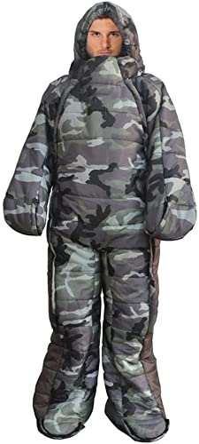 FYKABCL Sleeping Bags for Adults,Camping Wearable Sleeping Bag Jacket for Men Women with Feet and Sleeves Warm Waterproof Windproof Sleeping Suit for Camping Hiking and Outdoors