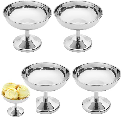 usefulbeauty 4 Pièces Coupe À Glace Inox - Bols À Crème Glacée - Tasses À Crème Glacées En Acier Inoxydable Servant Des Bolss À Dessert | Pour Crème Glacée, Dessert, Fruits, Apéritif, Pudding