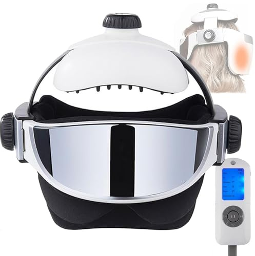 2-in-1 Electric Head Massager Helmet, Head and Eye Vibration Massage with Heat, Kneading, Air Compression, Brain Relax Massager for Head Stress Relief