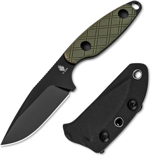 Kizer Muskrat Couteau à Lame Fixe, 3,15 D2 Couteau de Cou Argyle Motif G10 Poignée Lame Fixe Couteaux EDC pour Hommes et Femmes, Couteaux de Randonnée, Survie et Camping en Plein Air 1064A1