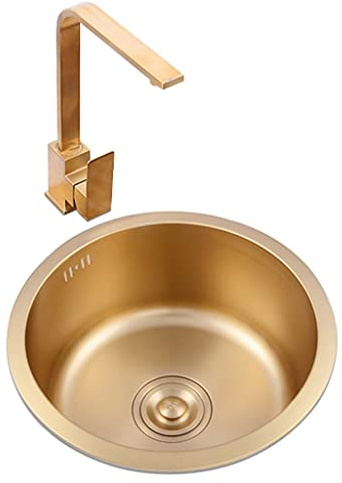 Lavello da bar in acciaio inossidabile 304 dorato DropIn/sottopiano per cucina e mini balcone elegante piccolo lavabo per la decorazione della casa Finitura oro Design compatto
