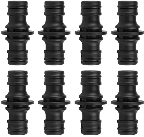 Wefaly 8 Pièces Raccords de Tuyau, 1/2 Pouce Double Connecteur Pièce de Raccordement Raccord Tuyau D'arrosage Connecteur Tuya u Arrosage pour Une Connexion Sûre des Tuyaux (Noir)