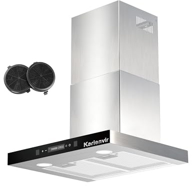 Karienvir 60CM Cooker Hood Wall Mount Chimney Hood, 700 m³/h Kitchen Extractor Hood, Touch and Gesture Control, Ducting & Recirculating Cooker Hood with 4 Speed, LED Lights