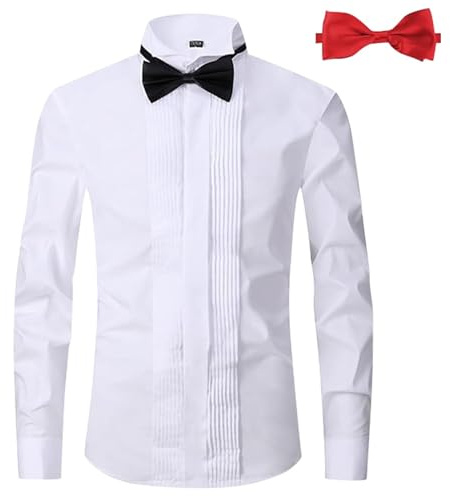 YOSUWOAI Camicia da uomo a maniche lunghe, camicia da smoking, camicie formali, non stira, vestibilità regular fit, camicie tinta unita, camicia business stretch, camicie tempo libero eleganti
