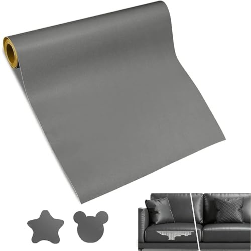 Ajxwde Parche de piel autoadhesivo, 60 x 137cm Reparación de Cuero Parches, Cuero Adhesivo, Escai para Tapizar Adhesivo para Tapizar Sofás, Asientos de Coche, Muebles (Gris)