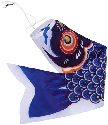 iplusmile Bandiera Giapponese a Vento Carpa Koi 100 Cm Blu in Poliestere Resistente per Decorazioni Esterne e Feste Tradizionali Giapponesi, Manica a Vento Leggera e Robusta per Giardino