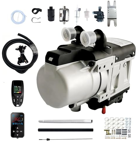 Calefacción Estacionaria de Agua 5KW Diesel 12V 24V, Sistema Precalentamiento Líquido para Motor de Camper Camión, Kit Calentador Auxiliar con Mando a Distancia(24V)
