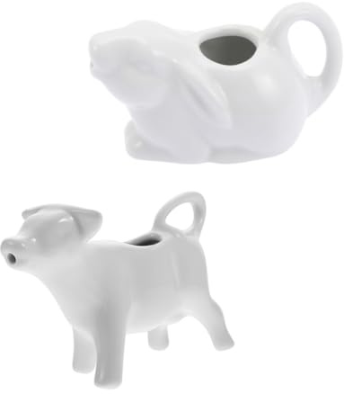 GALPADA Brocca in Ceramica Bianca a Forma di Animale 2 Pezzi, Resistente e Multifunzionale, per Caffè e Salse in Ristoranti Occidentali