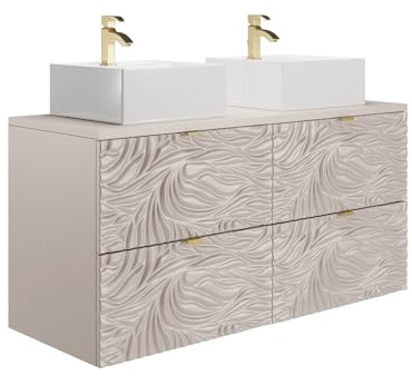Vente-unique - Doppelwaschtisch Rinarel -L 120cm x B 46cm x H 60cm- MDF - beige