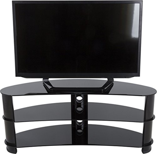 AVF Curved Glass TV Stand For up to 60 inch TVs - Black Glass and Black Legs