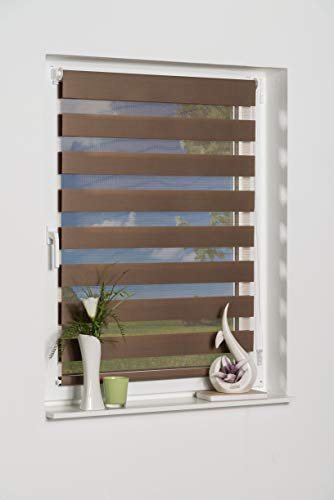 K-home Klemmfix Doppelrollo Madrid ohne Bohren Mokka 65 x 200 cm (B x L)