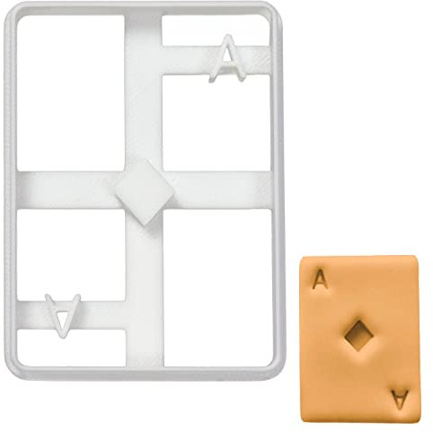 BAKERLOGY Poker Card Ace of Diamond Cookie Cutter - Detailed Biscuit Cutter Design for Baking and Crafts, Ideal on Fondant, Dough, Clay, Ideal for DIY Las Vegas Casino Theme Party
