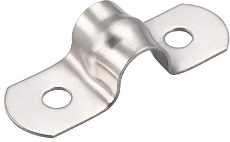 uxcell 8mm(0.3) Rigid Pipe Strap, 2 Holes 304 Stainless Steel Tension Tube Clip Clamp 50pcs