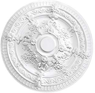 HEXIM Perfect stucco rosone - rosone a soffitto in schiuma rigida PU, robusto, elemento decorativo (B3009 - Ø 660 mm) Medaglione per lampadario decorazione interna