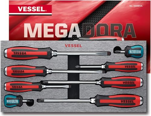 VESSEL MEGADORA Tang-Thru Screwdriver Set 8pcs. 9308EVA (EVA Foam Set/Tang Thru)