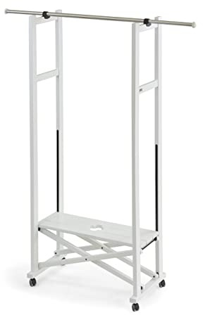 Arredamenti Italia Garderobe Kleiderständer Elios - massives Buchenholz - klappbar ausziehbar + Gummiräder… (weiß)
