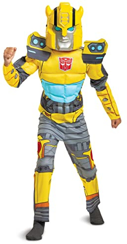 Disguise Kid's Transformers Bumblebee Muscle Costume - Child Bumblebee Cosplay Outfit - Boys & Girls Transformers Costumes S