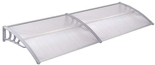 LARS360 Porte d'entrée Auvent, 200 x 100cm Marquise Porte d'entrée, Gris Auvent Marquise en Polycarbonate, Toit de Porte pour Garage, Balcon, Fenêtre, Extérieur