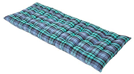 Homescapes Bankauflage 2-Sitzer Blackwatch kariert – Sitzkissen Bank Outdoor/Indoor, Oeko-TEX-Zertifiziert, waschbare Sitzauflage für Gartenbank & Sitzbank, blau-grün, 108x42 cm